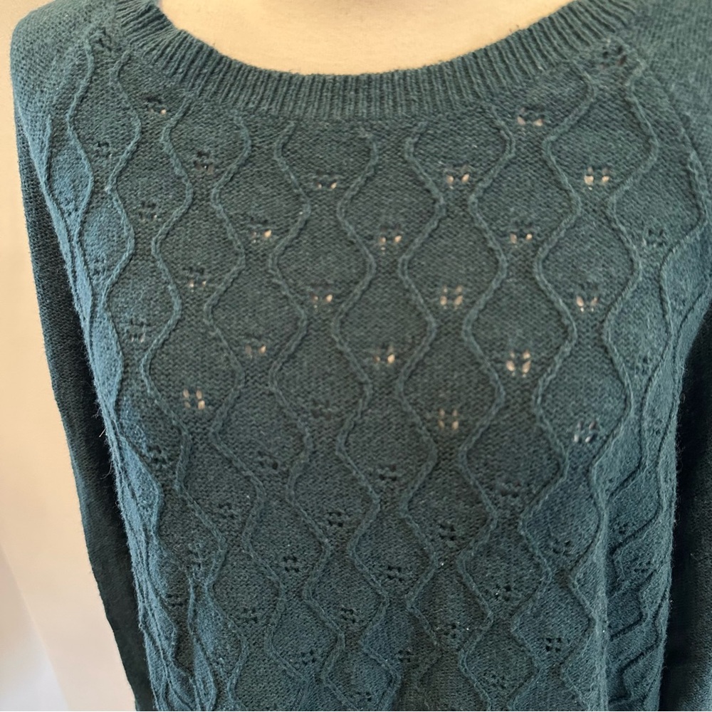 LOFT Teal Diamond Knit Women's Sweater - Picture 2 of 8